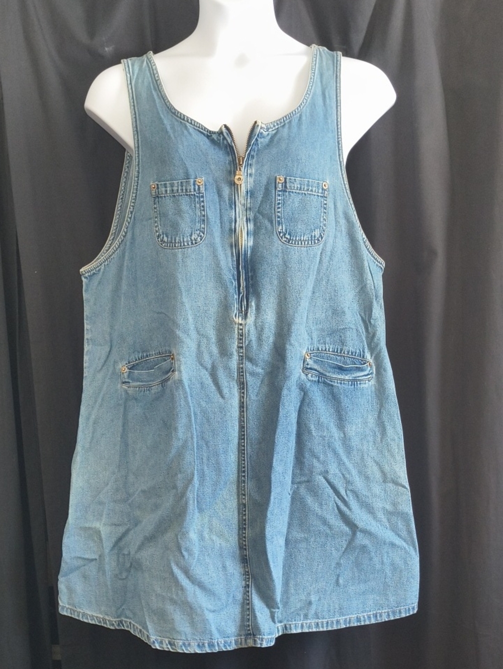 Oh! Mamma Blue Denim Zip-Front Pinafore #0029
